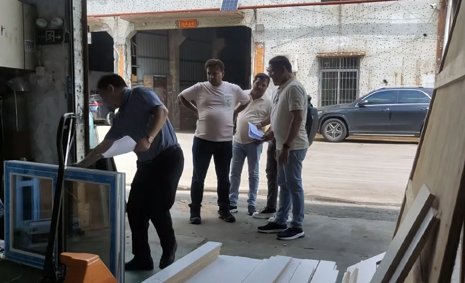 Customer visits the factory building